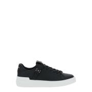 Sorte lave sneakers med diamantmotiv