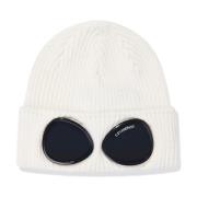 Uldstrik Goggle Beanie Hvid