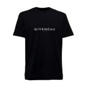 Sort T-shirt med Crew Neck og Logo Print