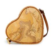 Beige HeartShaped World Map Crossbody