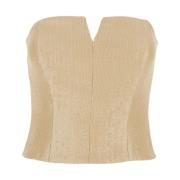 Paillet Beige Bustier Top Kvinde