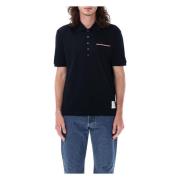 Navy Polo Shirt med Stribedetalje