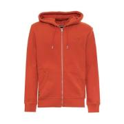 Orange Zip Hoodie Bomuld-Polyester Sweatshirt