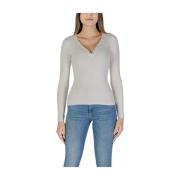 Creme Strik Henley Hals Top