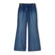 Flare jeans i TENCEL™-blanding med pressefold