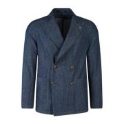 Denim Effekt Bomuld Blazer Jakke