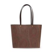 Brun Paisley Jacquard Tote Taske