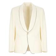 Ivory Uld Shawl Neck Jakke