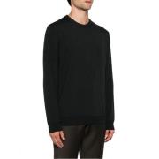 Sort Strikket Crewneck Sweater