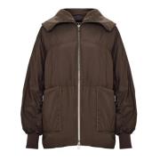 Shearling-Krave Puffer Jakke - Chokolade