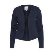 Navy Langærmet Åben Front Blazer