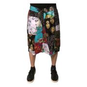 Multifarvet Patchwork Cargo Bermuda Shorts