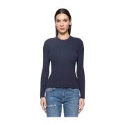 Ribbet stræk viskose sweater