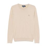 Broderet Crew Neck Sweater Beige