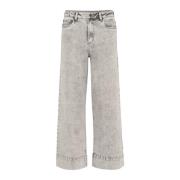 Grå Vasket Denim Straight Leg Jeans