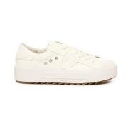 Beige Lave Sneakers med Guld Detaljer