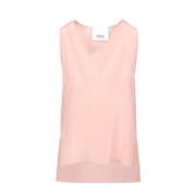 Powder Pink Silke Top V-Hals