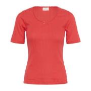 Pointelle T-shirt Top Hibiscus