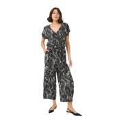 Grafisk Print Jumpsuit med Korte Ærmer