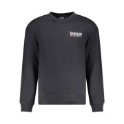 Sort Crew Neck Sweatshirt med Unikt Print