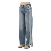 Kontrastpanel Wide Leg Denim Jeans