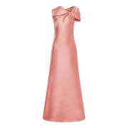 Pink Maxi Kjole med Samlet Detaljering