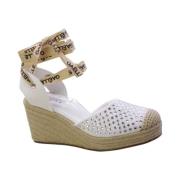 Hvide stof espadrillos med strass