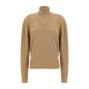 Beige Sweater med Rytter Motiv