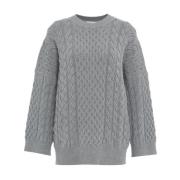 Grå Kabelstrik Sweater AW24