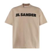 Blødt snit Logo Print T-shirts Sand