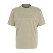 Oliv T-shirt Ribbet Krave Rund Hals