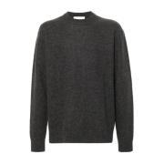 Grå Crew Neck Uld Sweater