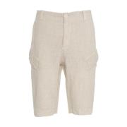 Stilfulde Beige Cargo Shorts i Linned SS25