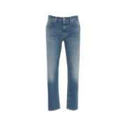 Blå Straight Fit Jeans Med Distressed Look