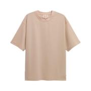 Beige Oversized Kortærmet T-Shirt