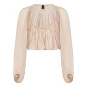 Beige Asymmetrisk Hemline Top