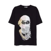 Avismaske Print Bomulds T-shirt