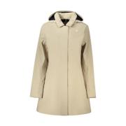 Beige Hættet Trenchcoat Regnfrakke