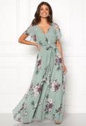 Goddiva Flutter Floral Maxi Dress Dusty green XXS (UK6)