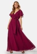 Goddiva Flutter Chiffon Dress Berry M (UK12)