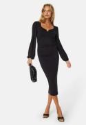 BUBBLEROOM Rudina puff sleeve midi dress Black L