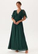 Bubbleroom Occasion Butterfly Sleeve Chiffon Gown Dark green 36