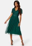 AngelEye Short Sleeve Sequin Embellished Midi Dress Dark green M (UK12...