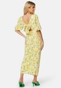 Bubbleroom Occasion Puff Sleeve Bow Midi Dress Yellow/Floral 48