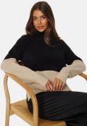 VILA Ril Blocking Roll-NK L/S Knit Top Black/Beige XS