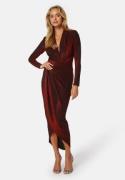 John Zack Glitter Long Sleeve Rouch Dress Red S (UK10)