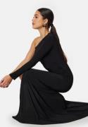 John Zack Long Sleeve One Shoulder Maxi Dress Black L (UK14)