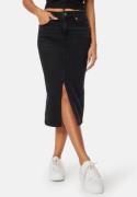 Happy Holly Denim Midi Slit Skirt Black 34