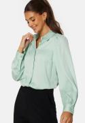 BUBBLEROOM Satin Puff Sleeve Shirt Dusty green 40