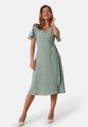 VILA Vilovie S/S Wrap Midi Dress Green/Patterned 36